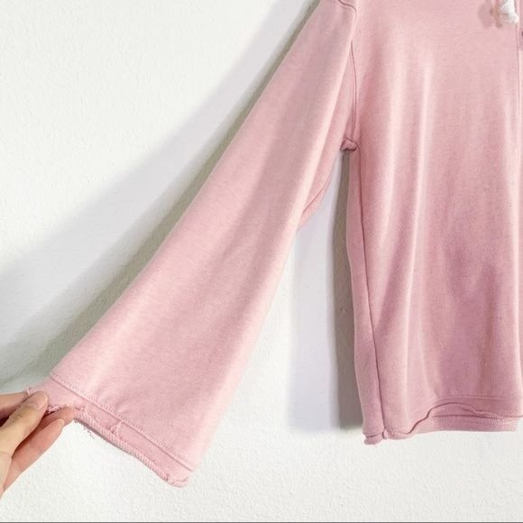 Madewell Pink Long Bell Sleeve Hoodie Drawstring Sweatshirt XS - Picture 5 of 11